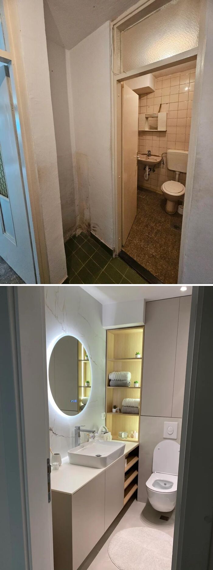 Bathroom before and after